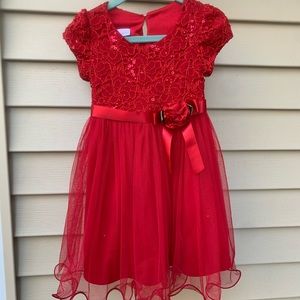 Red Party Dress | Lace Sequin Rose Tulle Fancy | Holiday Christmas | Bonnie Jean